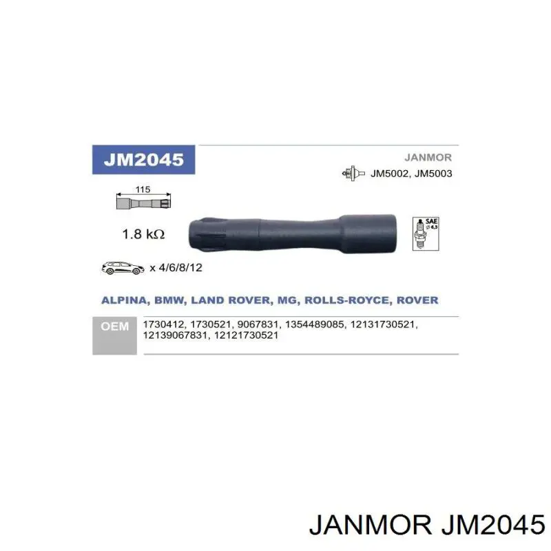 JM2045 Janmor terminal de la bujía de encendido