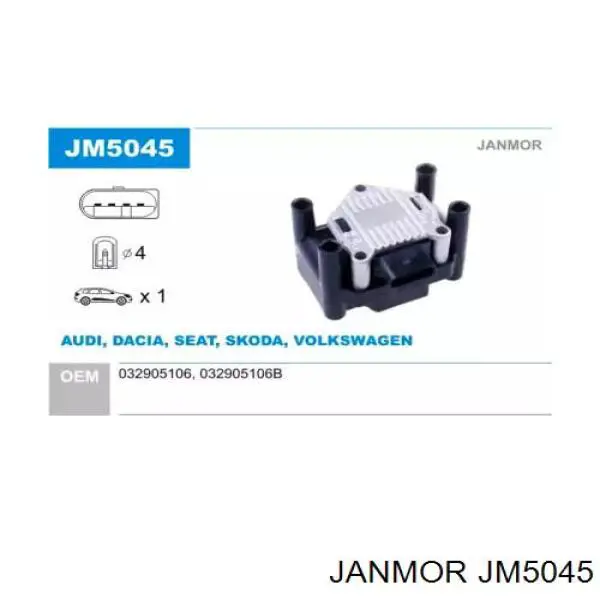 JM5045 Janmor Bobina de ignición