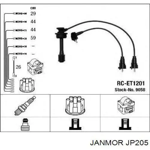 JP205 Janmor juego de cables de encendido