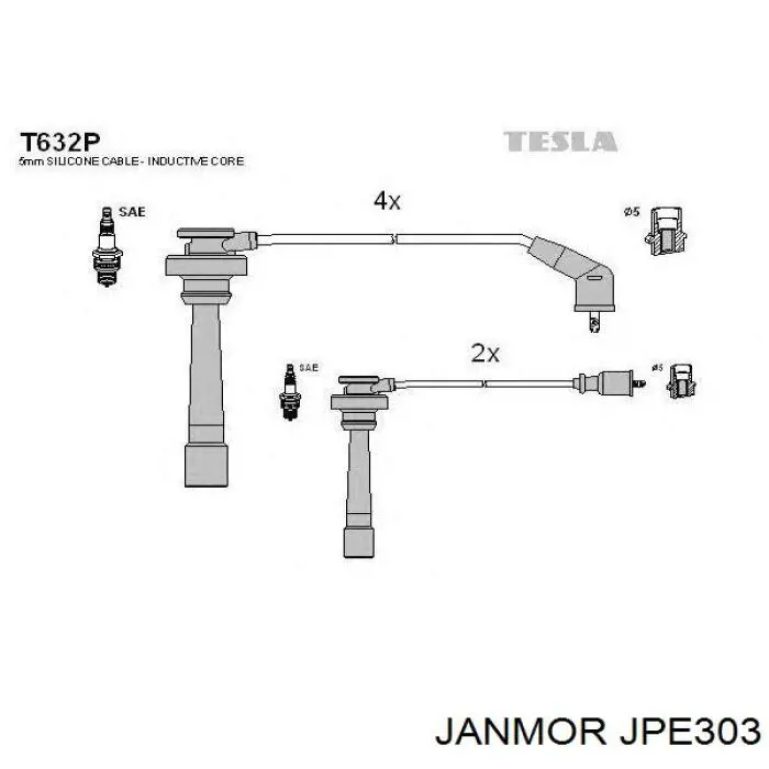 JPE303 Janmor juego de cables de encendido