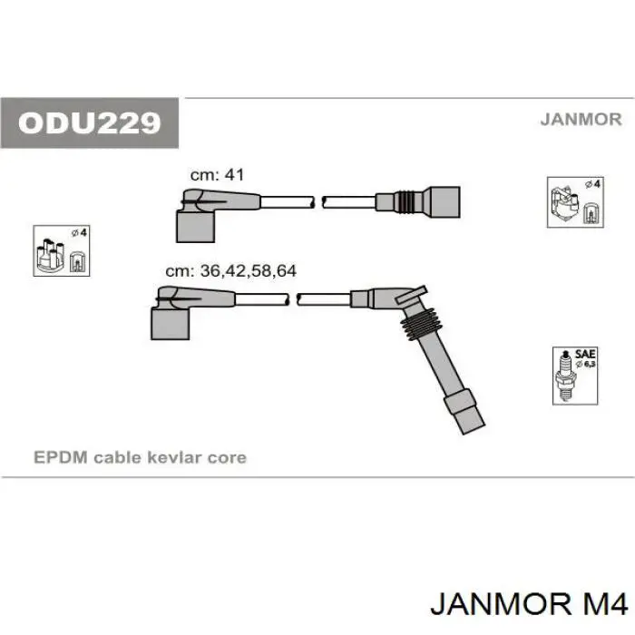 M4 Janmor cables de bujías