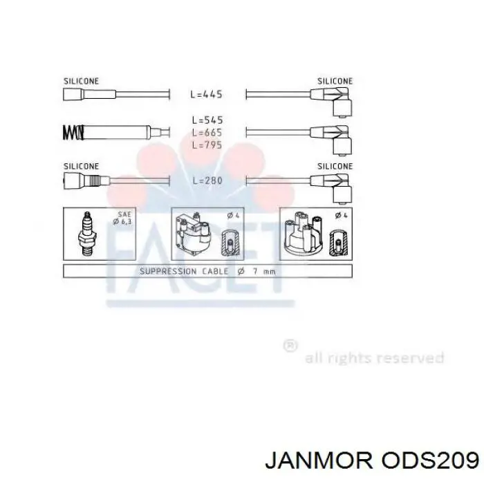 ODS209 Janmor juego de cables de encendido