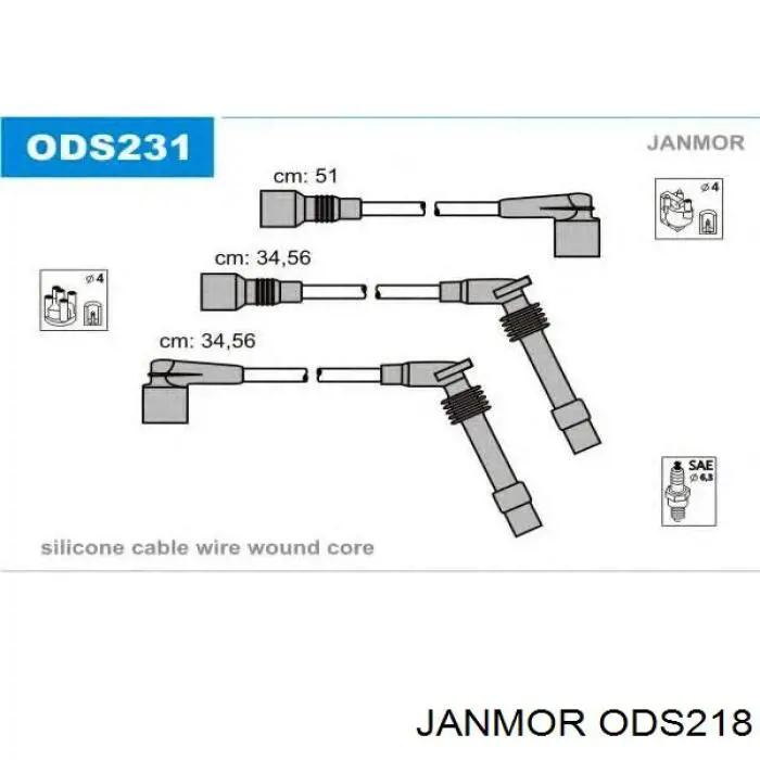 ODS218 Janmor cables de bujías
