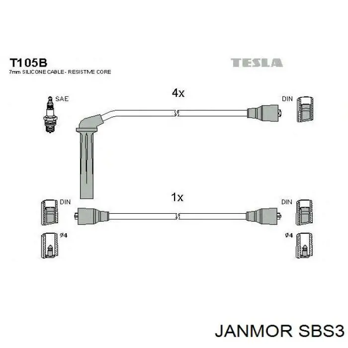 SBS3 Janmor juego de cables de encendido