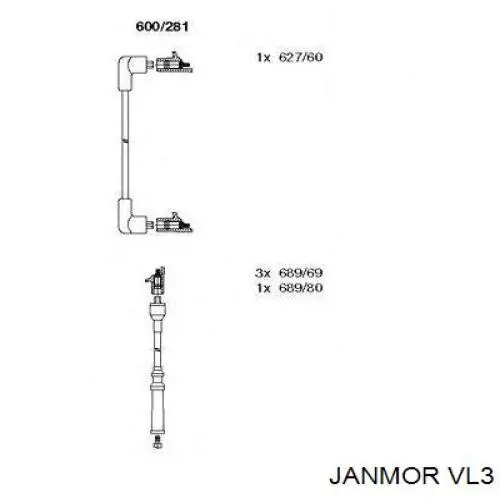 VL3 Janmor juego de cables de encendido