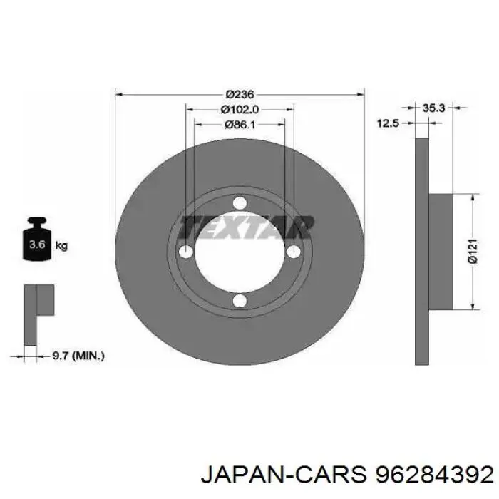 Freno de disco delantero Chevrolet Spark (Matiz) M200, M250