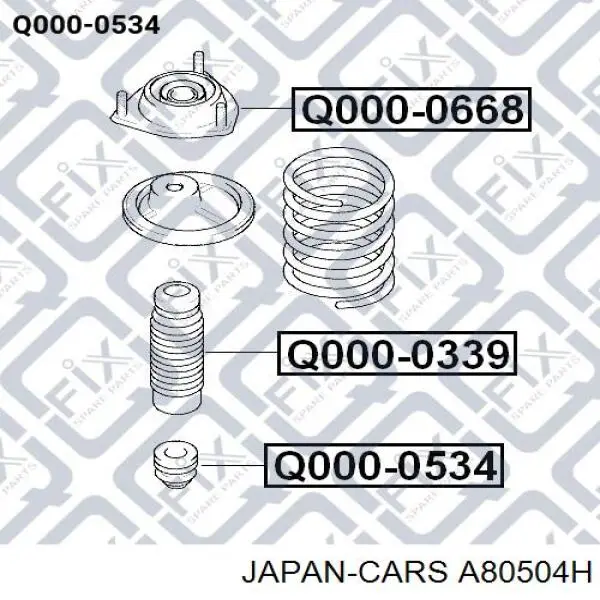 a80504h Japan Cars almohadilla de tope, suspensión delantera