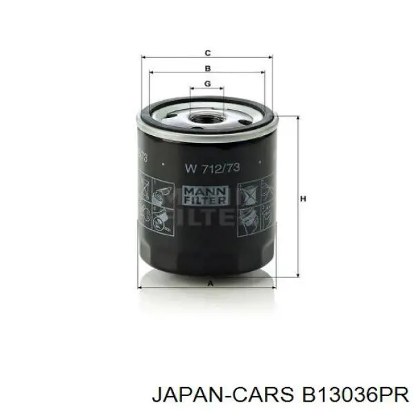 Filtro de aceite JAPAN CARS B13036PR