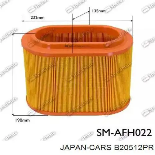 B20512PR Japan Cars filtro de aire