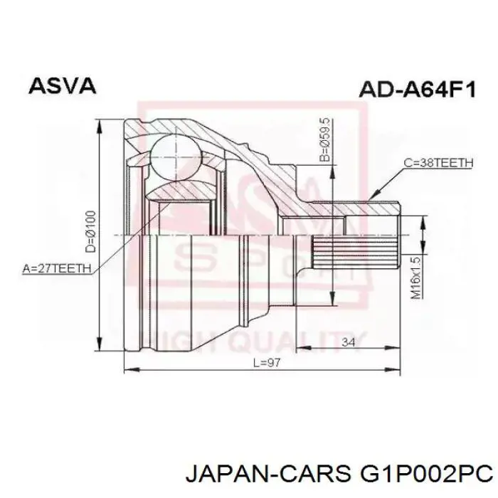 G1P002PC Japan Cars junta homocinética exterior delantera