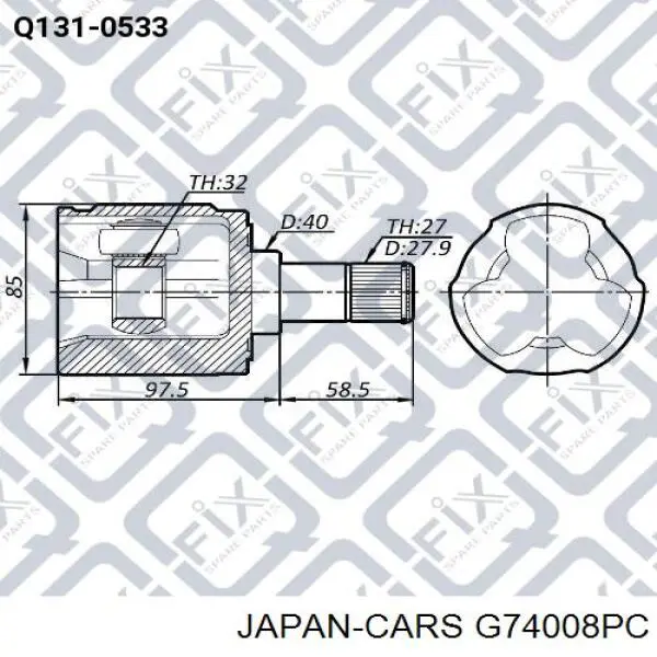 G74008PC Japan Cars junta homocinética interior delantera