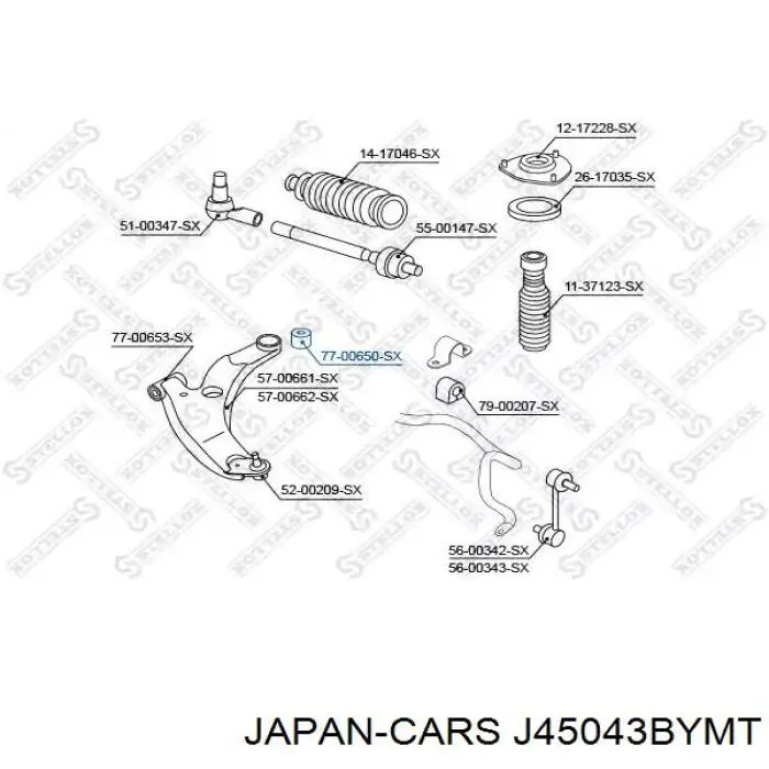 J45043BYMT Japan Cars silentblock de suspensión delantero inferior