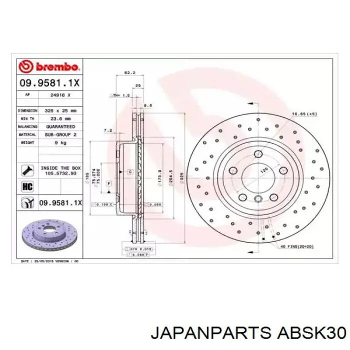 ABS-K30 Japan Parts sensor abs delantero izquierdo