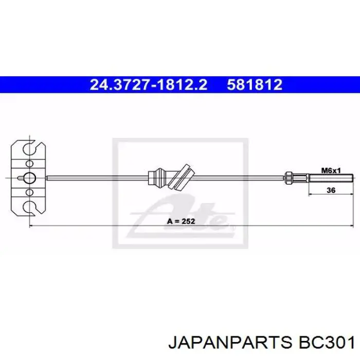 Cable de freno de mano trasero izquierdo Japan Parts BC301 precio, desde 29,98 EUR