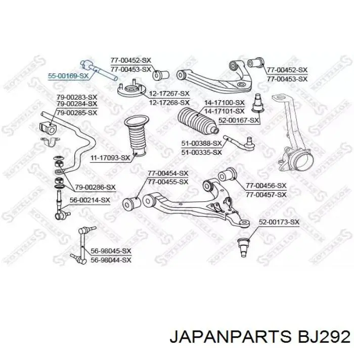 BJ292 Japan Parts Rótula de dirección