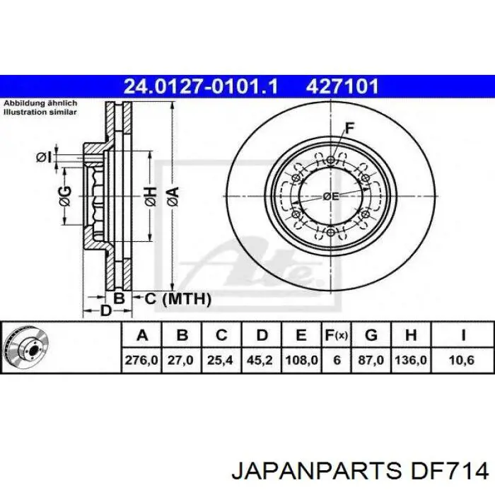 Disco de embrague DF714 Japan Parts