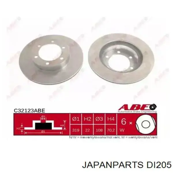 Comprar DI205 Japan Parts Freno de disco delantero