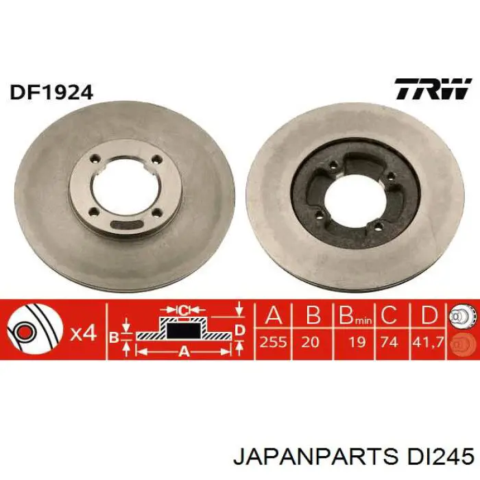 DI245 Japan Parts freno de disco delantero