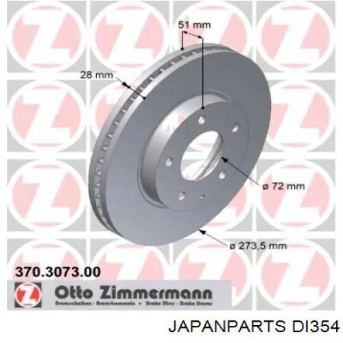 DI354 Japan Parts freno de disco delantero