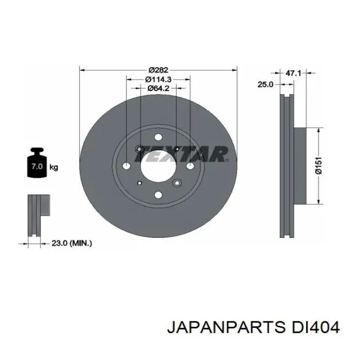 Disco de freno delantero Japan Parts DI404