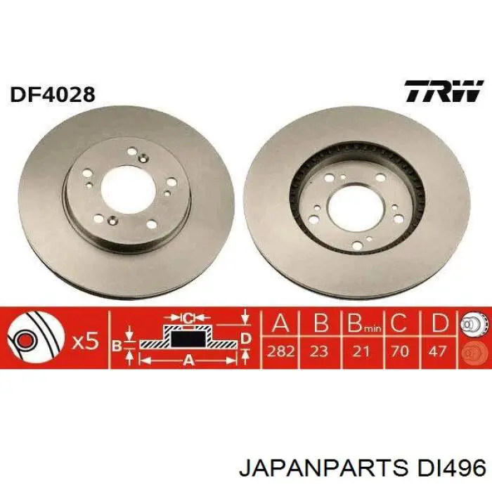 DI496 Japan Parts freno de disco delantero