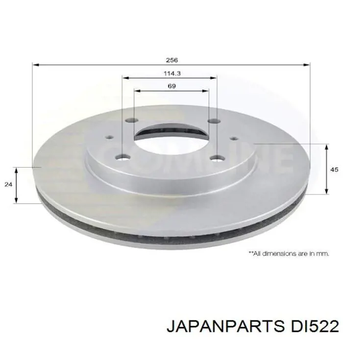 DI522 Japan Parts freno de disco delantero