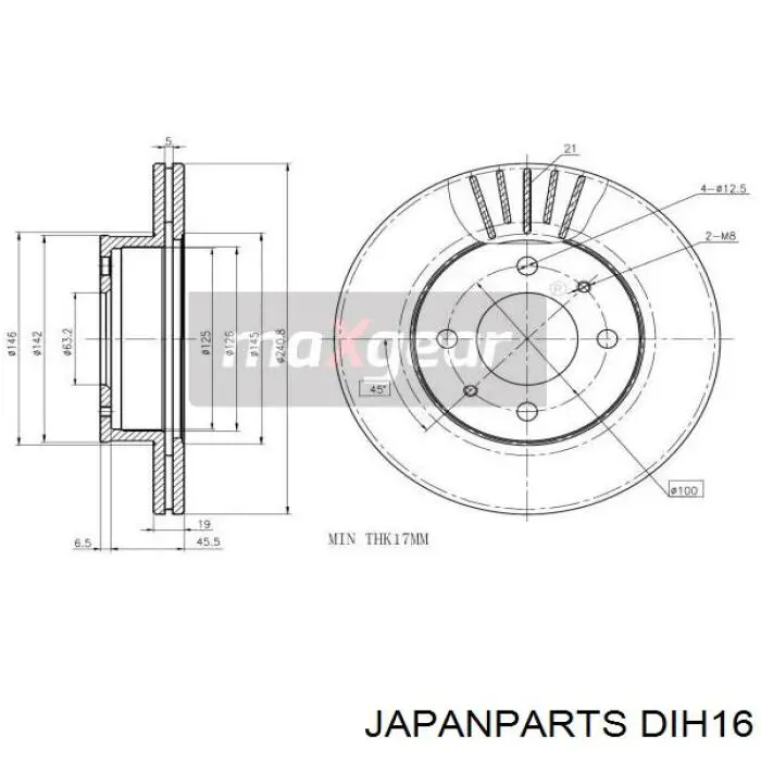 DIH16 Japan Parts freno de disco delantero