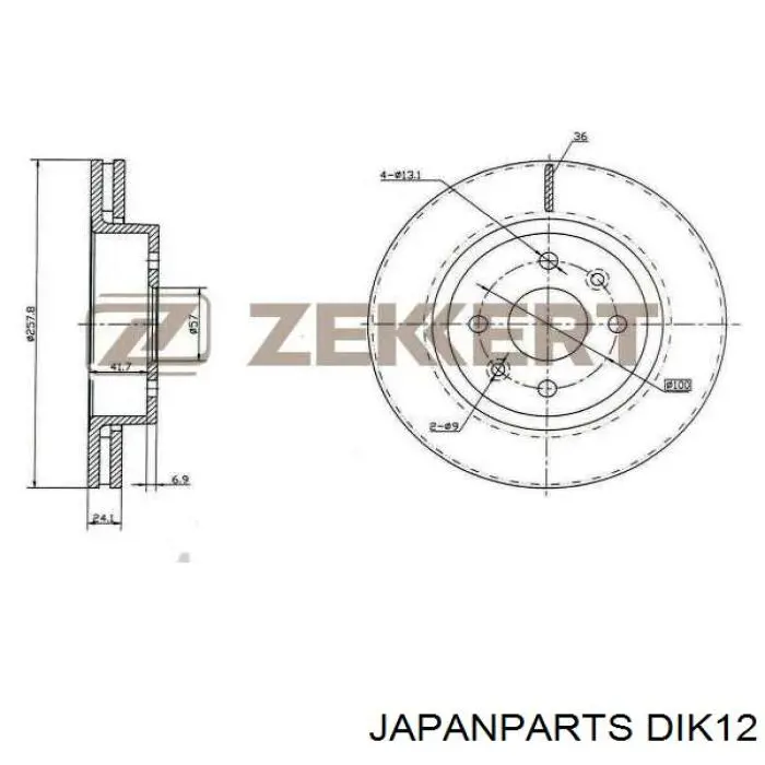 DIK12 Japan Parts freno de disco delantero