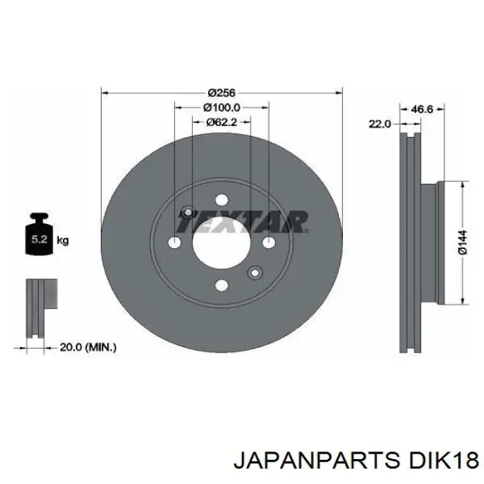Disco de freno DIK18 Japan Parts