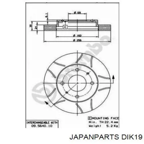 Disco de freno DIK19 Japan Parts