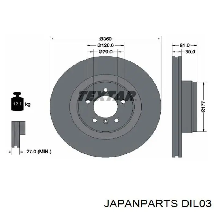 DIL03 Japan Parts freno de disco delantero