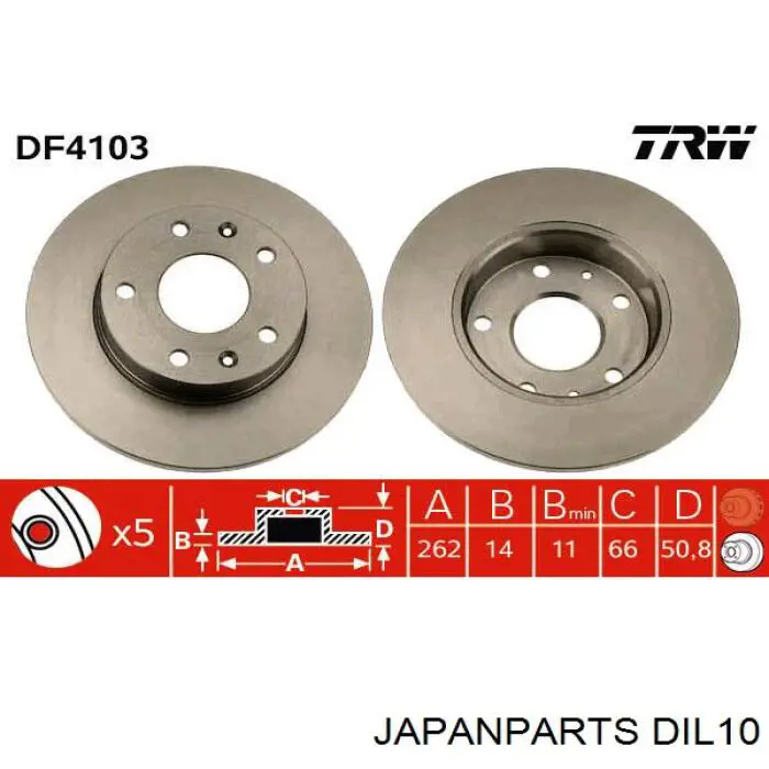 DIL10 Japan Parts freno de disco delantero