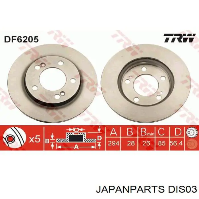 DIS03 Japan Parts freno de disco delantero