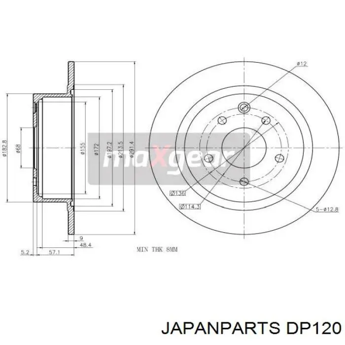 DP120 Japan Parts disco de freno trasero