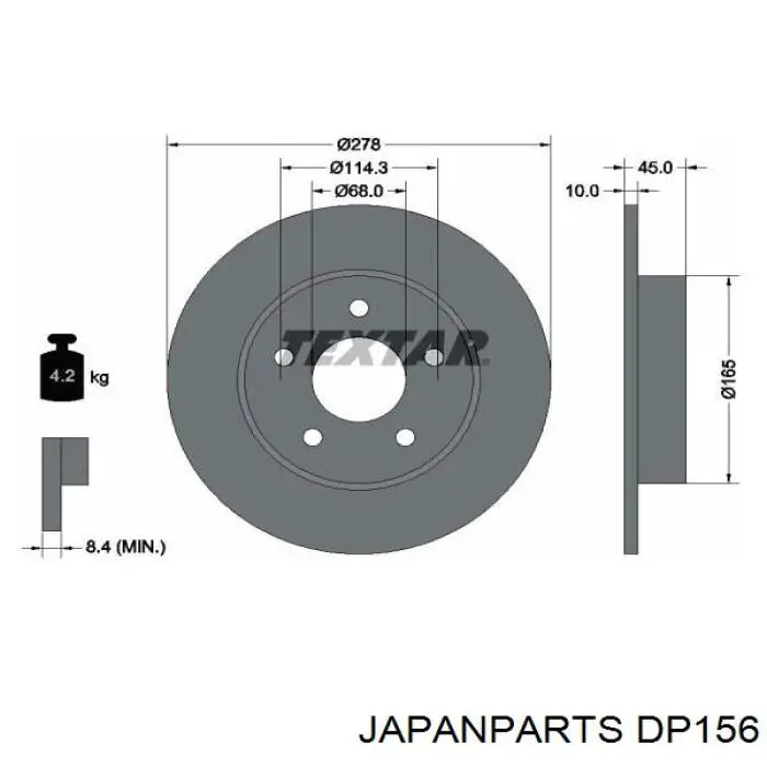 Comprar DP156 Japan Parts Disco de freno trasero
