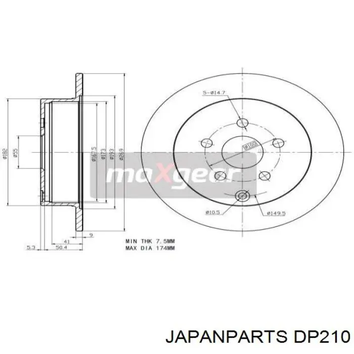 Disco de freno trasero Toyota Prius NHW20
