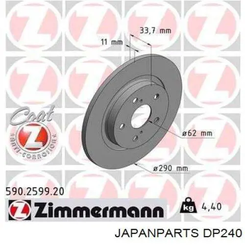 DP240 Japan Parts disco de freno trasero