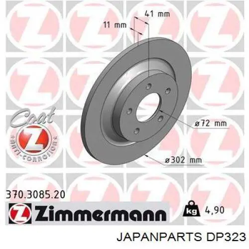 DP323 Japan Parts disco de freno trasero