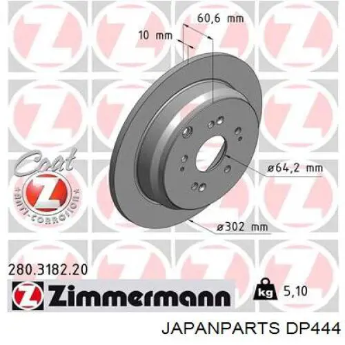 DP444 Japan Parts Freno de disco trasero