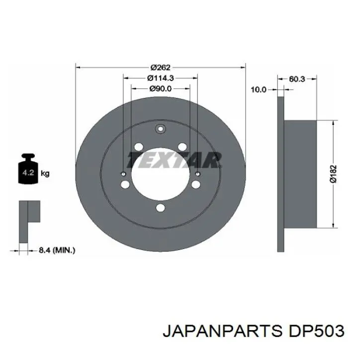 DP503 Japan Parts disco de freno trasero