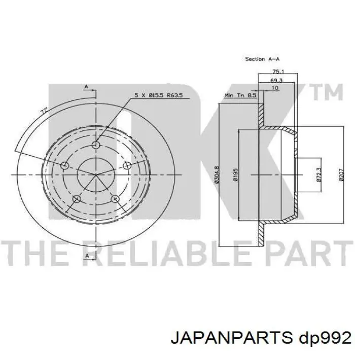 Disco de freno trasero Jeep Cherokee 2 XJ