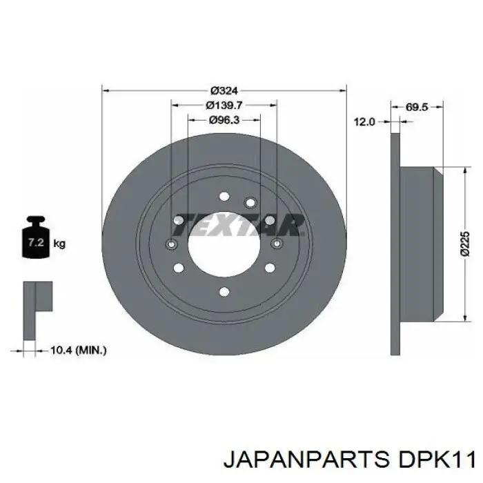 DP-K11 Japan Parts disco de freno trasero