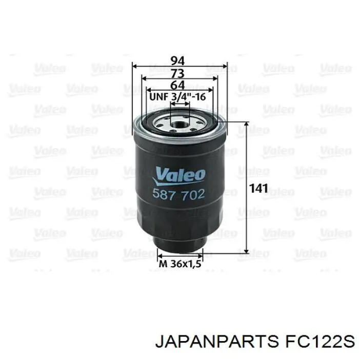 Filtro de combustible FC122S Japan Parts