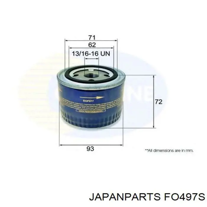 FO-497S Japan Parts filtro de aceite