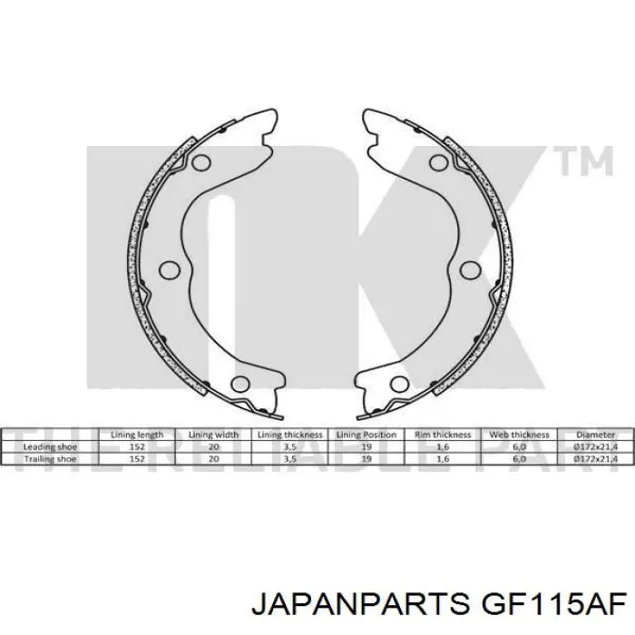 Pastillas de freno de mano Japan Parts GF115AF