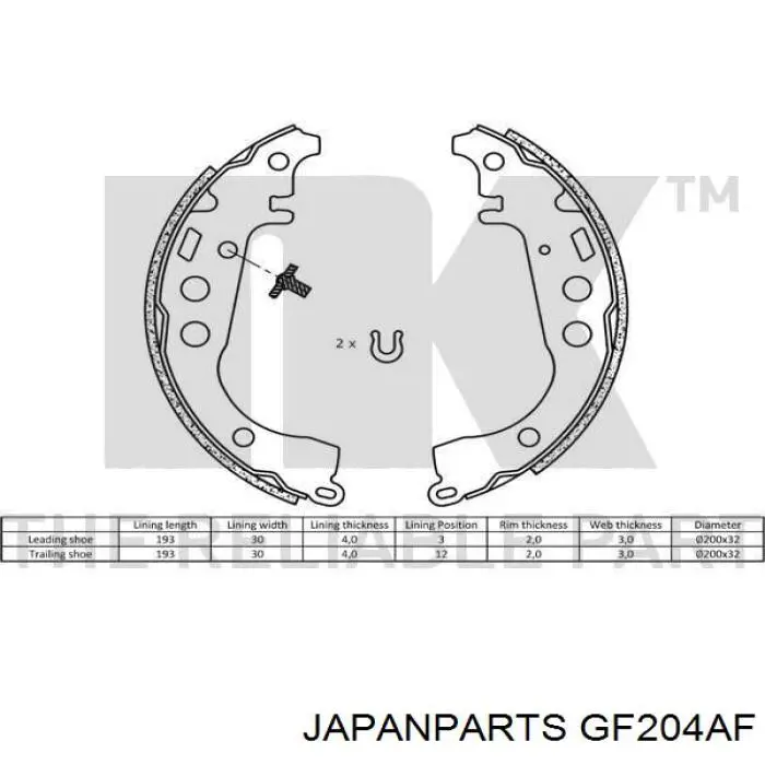 Comprar GF204AF Japan Parts Zapatas de freno