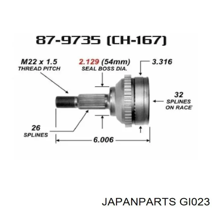 GI023 Japan Parts junta homocinética exterior delantera