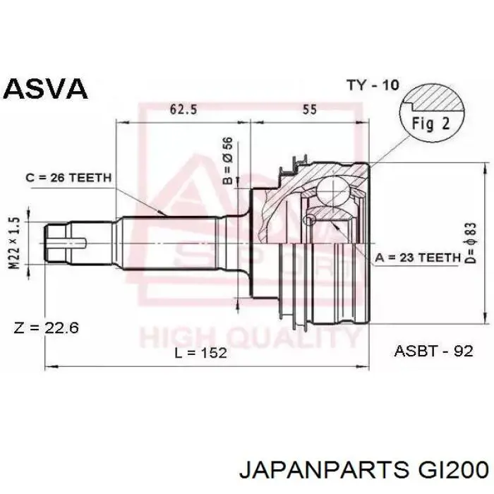 Junta homocinética exterior delantera Toyota Celica T16