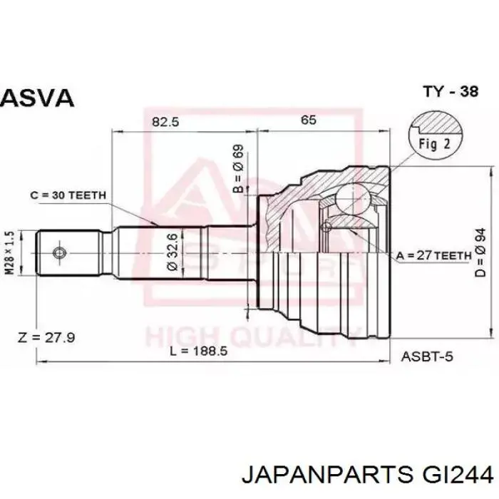 Junta homocinetica GI244 Japan Parts