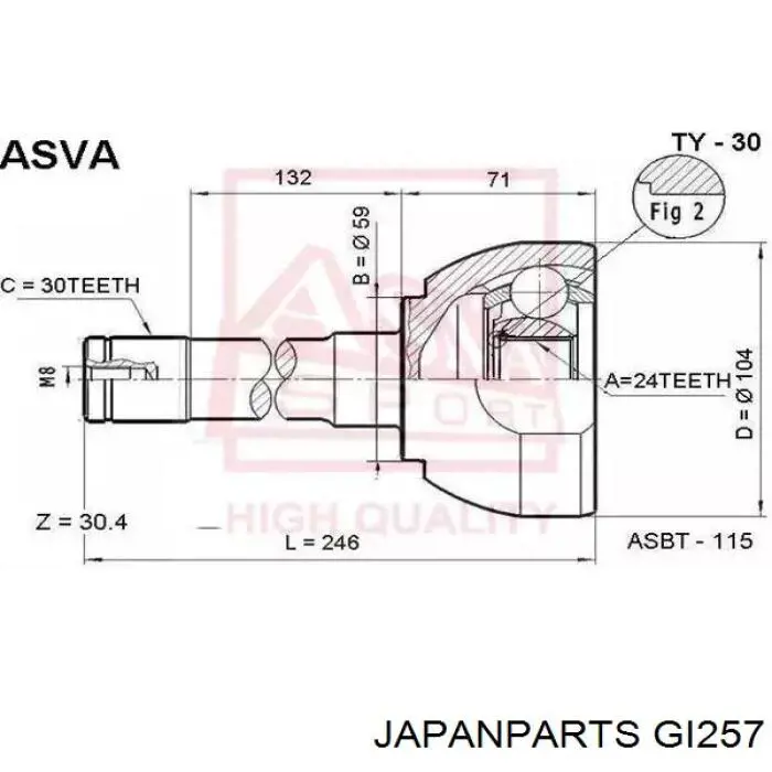 Junta homocinética exterior delantera Japan Parts GI257 precio, desde 125,03 EUR